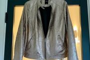 Metallic/gold biker style faux leather jacket Size XL UK 12-14