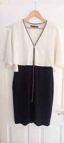 Cream/black dress with cape sleeves (french connection)