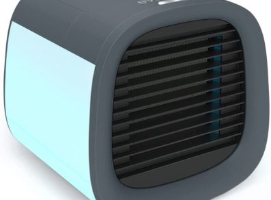 evaCHILL Personal Portable Air Cooler and Humidifier, Desktop Cooling Fan, for Home and Office, with USB Connectivity and Built-in LED Light, Urban Grey