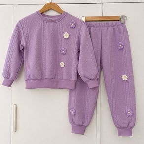 Girls purple shirt and trouser set