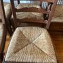 6 Vintage Oak Ladder Back Chairs with Rush Seating Image 7
