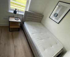 Complete Modern Single Bedroom Set - Bed, Mattress, Table & Lamp (Like New)