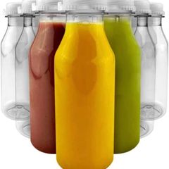 Clear Juice Bottles with Tamper Evident Lids - 20 Pack - 500 mL - 17oz Bottles Ideal for Water, Fresh Fruit Juices, Lemonade, Milk, and Other To-Go Beverages - Hand Washable and Reusable (FREE POSTAGE)