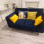 3 & 2 seater Navy Velvet Couch Image 3