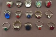Lot of 15 Collectible Brass Rings Antique Style Mixed Stone Rings