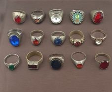 Lot of 15 Collectible Brass Rings Antique Style Mixed Stone Rings