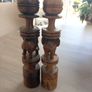 lovely pair of wooden african art handcrafted candlessticks Image 10