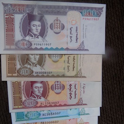 Lot of 6 Uncirculated Banknotes from Mongolia.2010-2017.