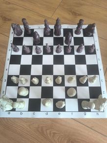 Andux Alice in Wonderland Chess Set with Leatherette Board & Wooden Box