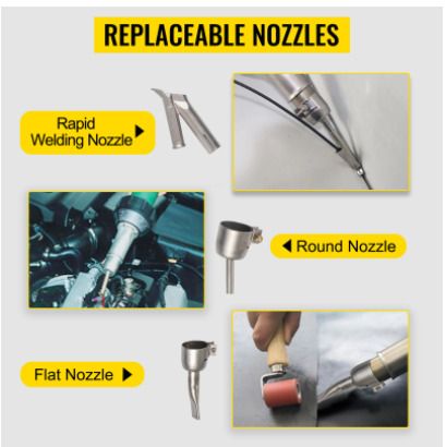 BRAND NEW 1600W Plastic Welding Gun Hot Air Torch Palstic Welder Kit W/ 4PCS Replacement Nozzles for PVC PP PE Pipe Vinyl Floor