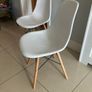 2 Contemporary White Chairs with Oak Legs Image 2
