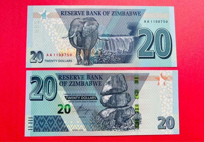 Zimbabwe  20 Dollars  2020   ( UNCIRCULATED ) New Revised Hybrid.