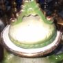 Beautiful Large Old Staffordshire Ironstone Ceramic Teapot with Green and Gold finish, Decorated with a Fruit Scene, Postage Available Image 6