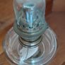Antique French clear glass brass base large oil lamp works Image 3