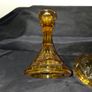 Pair of Art Deco Amber Glass Candleholders Image 7