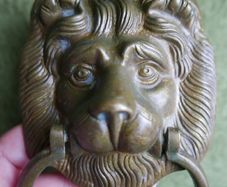 Large Antique 1888 Victorian Lion Head Architectural Salvage Doorknocker