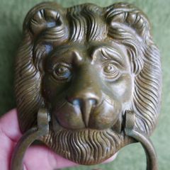 Large Antique 1888 Victorian Lion Head Architectural Salvage Doorknocker