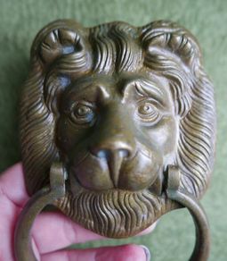 Large Antique 1888 Victorian Lion Head Architectural Salvage Doorknocker