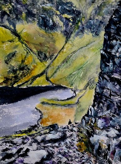 brother O'Shea's gully route carrantuohill watercolour