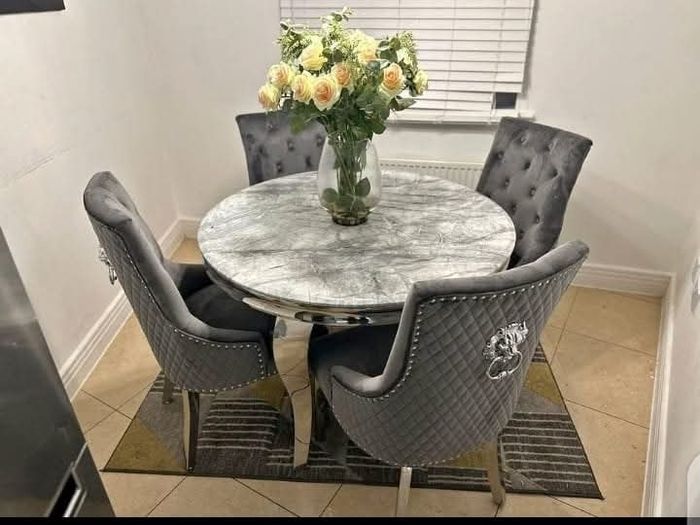 Marble Kitchen Dining Table With 6 Chairs