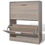 Oak Look Wooden Shoe Cabinet with 2 Compartments Image 2
