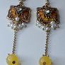 Elegant Gold & Yellow Period Ornate Style Earrings Image 5