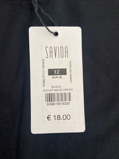 BNWT Savida Black Scoop Neck Mini Dress Size 12