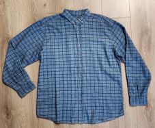 New Men's light denim shirt with black squares Size: Large Condition: New, never worn