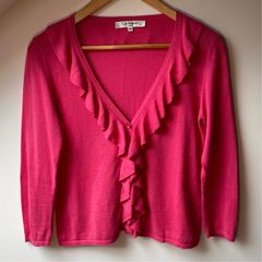 LK Bennett Pink Ruffle Cardigan