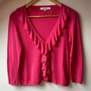 LK Bennett Pink Ruffle Cardigan