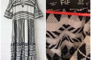 Boho maxi dress F&amp;F Aztec folk festival fab black &amp; white