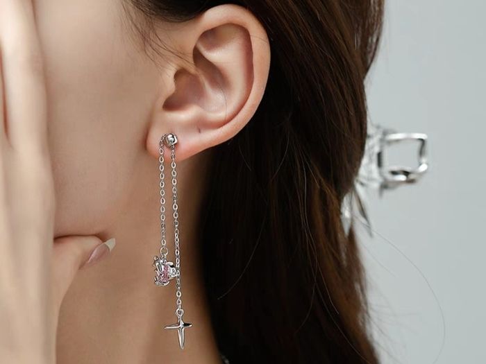 Rebel Studio Pink Diamante Adjustable Length Earring