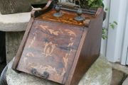 Antique Dublin Inlaid Wood Coal Bin Fireplace Fire Scuttle Box 1850
