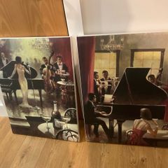 Elegant Pair of Jazz Lounge Canvas Prints