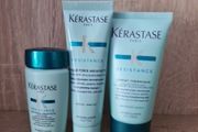 travel size Kerastase Resistance, including the Bain Force Architecte shampoo and Masque Force Architecte reconstructing mask and Ciment Thermique 50ml