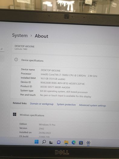 Dell Latitude 7480 14" Laptop Core i7-7600U 2.80GHz 16GB DDR4 512GB SSD Win11 Pro