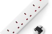 DESIRETECH White Electric Extension Lead - 4 Gang, 1 Metre Cable with UK Plug &amp; 3 Pin Socket - Wall Mountable &amp; Multi Socket Mains Strip for Home, Bedroom, Kitchen, &amp; Office (1 Pack)
