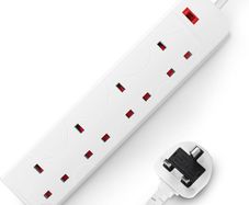DESIRETECH White Electric Extension Lead - 4 Gang, 1 Metre Cable with UK Plug & 3 Pin Socket - Wall Mountable & Multi Socket Mains Strip for Home, Bedroom, Kitchen, & Office (1 Pack)