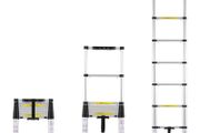 Telescoping Ladder, 8.5FT Aluminum Lightweight Extension Ladder, One-button Retraction Collapsible Ladder, 375 LBS Capacity with Non-slip Feet, Portable Compact Ladders for Home, RV, Loft