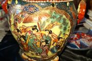 Beautiful Vintage Chinese Satsuma Style Footed Planter Moriage Geisha Cachepot Jardiniere,. Add a touch of classic Hollywood Regency flair to your home