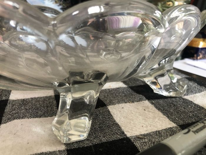 Vintage Art Deco Oval Bowl with Legs