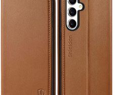SHIELDON Wallet Case for Galaxy S25+ Plus, Genuine Leather, Saddle Brown