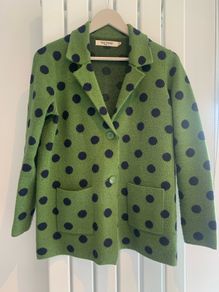 Navy/green polka dot cardigan (M)