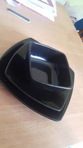 Brown square plates set