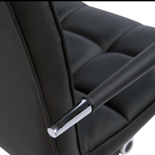 PU Leather Office Chair, Swivel Computer Chair with Arm, Wheels, Adjustable Height, Mid Back, Black