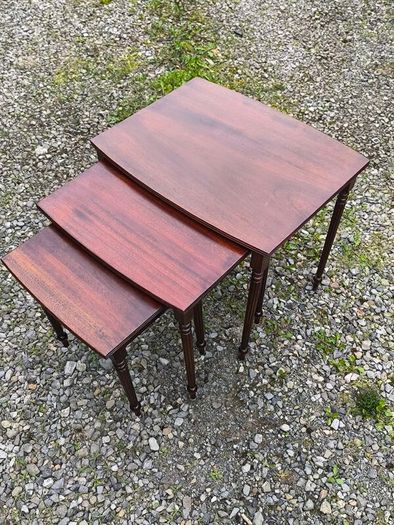 Vintage Mid-Century Mahogany Nest of 3 Tables