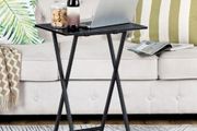 TV Tables for Eating Foldable, TV Tray Table, Small Sofa Laptop Dinner Table for Small Space, Metal Frame, Black