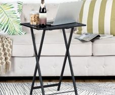 TV Tables for Eating Foldable, TV Tray Table, Small Sofa Laptop Dinner Table for Small Space, Metal Frame, Black