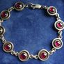 Vintage Sterling Silver 925 Faceted Garnet Link hallmarked Bracelet length 8" - 18,5g Image 3