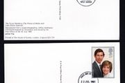 1981 Great Britain Celebrating The Royal Wedding HRH The Prince of Wales and Lady Diana Spencer PHQ Postcards with first day of issue cancel.